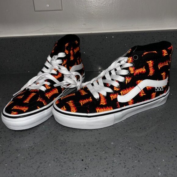 Vans Old Skool Sk8 Hi Thrasher Flame VN0A5FCCBML MENS Size 5.5 Skate Shoes NEW - Picture 1 of 7